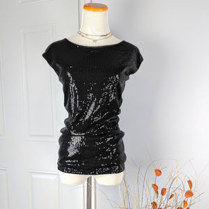 🆕 THE LIMITED Black Sequins Top Sz XS